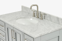 Skip to the beginning of the images gallery Ariel stafford 43 inch single oval sink vanity with carrara white marble countertop w/0.75" edge in white