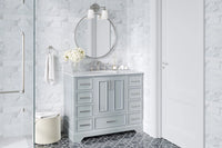 Skip to the beginning of the images gallery Ariel stafford 43 inch single oval sink vanity with carrara white marble countertop w/0.75" edge in white
