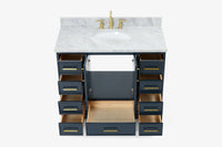 Skip to the beginning of the images gallery Ariel stafford 43 inch single oval sink vanity with carrara white marble countertop w/0.75" edge in white