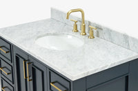 Skip to the beginning of the images gallery Ariel stafford 43 inch single oval sink vanity with carrara white marble countertop w/0.75" edge in white