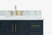 Skip to the beginning of the images gallery Ariel stafford 43 inch single oval sink vanity with carrara white marble countertop w/0.75" edge in white
