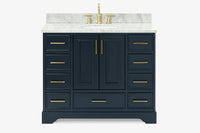 Skip to the beginning of the images gallery Ariel stafford 43 inch single oval sink vanity with carrara white marble countertop w/0.75" edge in white