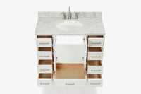 Skip to the beginning of the images gallery Ariel stafford 43 inch single oval sink vanity with carrara white marble countertop w/0.75" edge in white