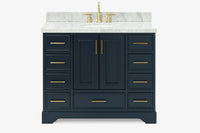 Skip to the beginning of the images gallery Ariel stafford 43 inch single oval sink vanity with carrara white marble countertop w/0.75" edge in white