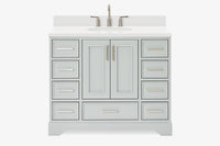Skip to the beginning of the images gallery Ariel stafford 43 inch single oval sink vanity with carrara white marble countertop w/0.75" edge in white