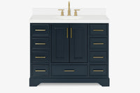 Skip to the beginning of the images gallery Ariel stafford 43 inch single oval sink vanity with carrara white marble countertop w/0.75" edge in white