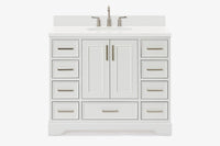 Skip to the beginning of the images gallery Ariel stafford 43 inch single oval sink vanity with carrara white marble countertop w/0.75" edge in white