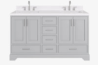 Ariel stafford 61 inch double rectangle sink vanity with carrara white marble countertop w/0.75" edge in white
