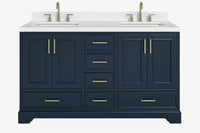 Ariel stafford 61 inch double rectangle sink vanity with carrara white marble countertop w/0.75" edge in white