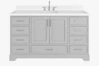 Ariel stafford 61 inch single oval sink vanity with carrara white marble countertop w/0.75" edge in midnight blue