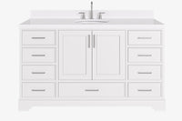 Ariel stafford 61 inch single oval sink vanity with carrara white marble countertop w/0.75" edge in midnight blue