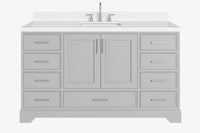 Ariel stafford 61 inch single rectangle sink vanity with carrara white marble countertop w/1.5" edge in white