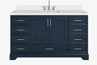 Ariel stafford 61 inch single rectangle sink vanity with carrara white marble countertop w/1.5" edge in white