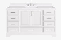Ariel stafford 61 inch single rectangle sink vanity with carrara white marble countertop w/1.5" edge in white