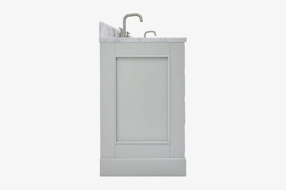 Ariel stafford 61 inch double rectangle sink vanity with carrara white marble countertop w/0.75" edge in white
