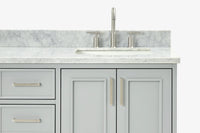 Ariel stafford 61 inch double rectangle sink vanity with carrara white marble countertop w/0.75" edge in white