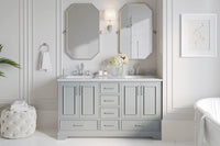 Ariel stafford 61 inch double rectangle sink vanity with carrara white marble countertop w/0.75" edge in white