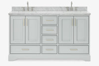 Ariel stafford 61 inch double rectangle sink vanity with carrara white marble countertop w/0.75" edge in white