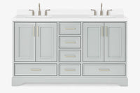 Ariel stafford 61 inch double rectangle sink vanity with carrara white marble countertop w/0.75" edge in white