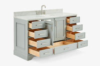 Ariel stafford 61 inch single oval sink vanity with carrara white marble countertop w/0.75" edge in midnight blue