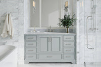 Ariel stafford 61 inch single oval sink vanity with carrara white marble countertop w/0.75" edge in midnight blue