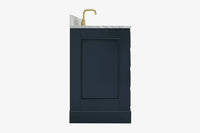 Ariel stafford 61 inch single oval sink vanity with carrara white marble countertop w/0.75" edge in midnight blue