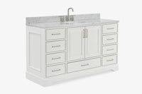 Ariel stafford 61 inch single oval sink vanity with carrara white marble countertop w/0.75" edge in midnight blue