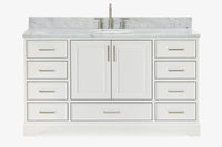 Ariel stafford 61 inch single oval sink vanity with carrara white marble countertop w/0.75" edge in midnight blue