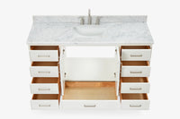Ariel stafford 61 inch single rectangle sink vanity with carrara white marble countertop w/1.5" edge in white