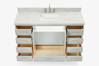 Ariel stafford 61 inch single rectangle sink vanity with carrara white marble countertop w/1.5" edge in white