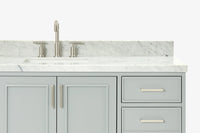 Ariel stafford 61 inch single rectangle sink vanity with carrara white marble countertop w/1.5" edge in white