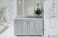 Ariel stafford 61 inch single rectangle sink vanity with carrara white marble countertop w/1.5" edge in white