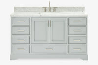 Ariel stafford 61 inch single rectangle sink vanity with carrara white marble countertop w/1.5" edge in white