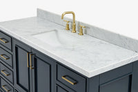 Ariel stafford 61 inch single rectangle sink vanity with carrara white marble countertop w/1.5" edge in white
