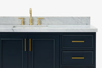 Ariel stafford 61 inch single rectangle sink vanity with carrara white marble countertop w/1.5" edge in white