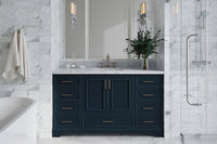 Ariel stafford 61 inch single rectangle sink vanity with carrara white marble countertop w/1.5" edge in white