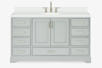 Ariel stafford 61 inch single oval sink vanity with carrara white marble countertop w/0.75" edge in midnight blue