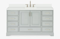 Ariel stafford 61 inch single rectangle sink vanity with carrara white marble countertop w/1.5" edge in white