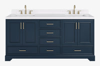 Ariel stafford 73 inch double rectangle sink vanity with carrara white marble countertop w/0.75" edge in white