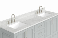 Ariel stafford 73 inch double rectangle sink vanity with carrara white marble countertop w/0.75" edge in white