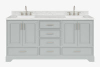 Ariel stafford 73 inch double rectangle sink vanity with carrara white marble countertop w/0.75" edge in white