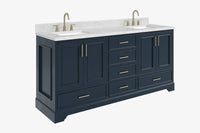 Ariel stafford 73 inch double rectangle sink vanity with carrara white marble countertop w/0.75" edge in white