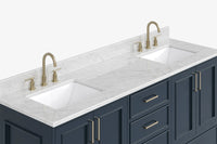 Ariel stafford 73 inch double rectangle sink vanity with carrara white marble countertop w/0.75" edge in white