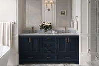 Ariel stafford 73 inch double rectangle sink vanity with carrara white marble countertop w/0.75" edge in white