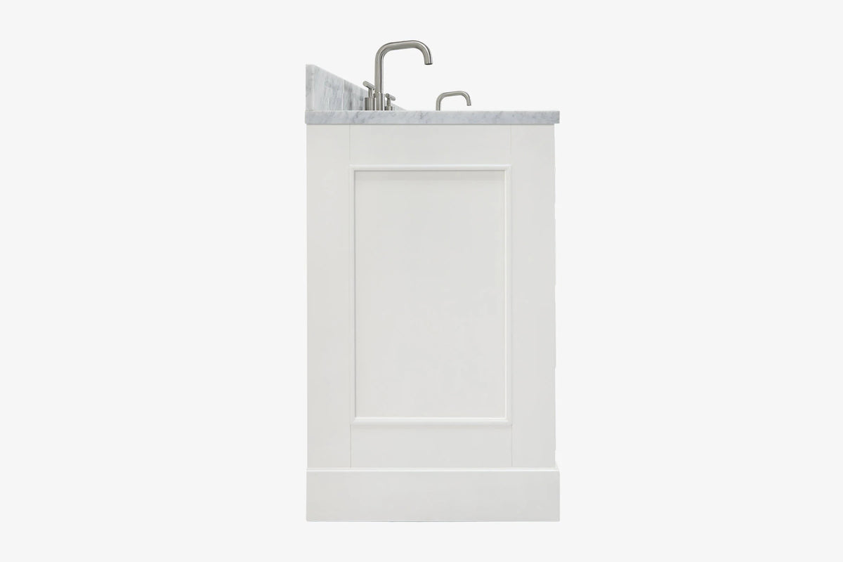 Ariel stafford 73 inch double rectangle sink vanity with carrara white marble countertop w/0.75" edge in white