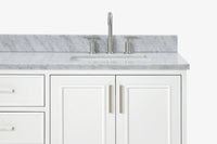 Ariel stafford 73 inch double rectangle sink vanity with carrara white marble countertop w/0.75" edge in white