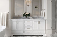 Ariel stafford 73 inch double rectangle sink vanity with carrara white marble countertop w/0.75" edge in white