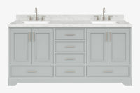 Ariel stafford 73 inch double rectangle sink vanity with carrara white marble countertop w/0.75" edge in white