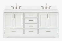 Ariel stafford 73 inch double rectangle sink vanity with carrara white marble countertop w/0.75" edge in white