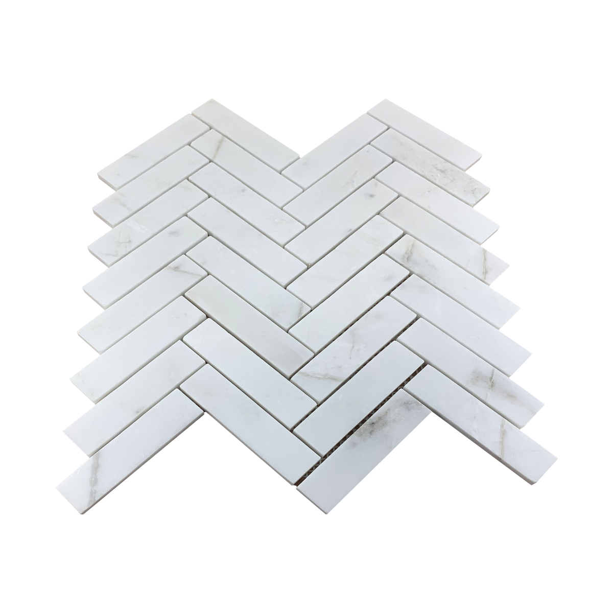 Daphne White 1x4 Polished Herringbone Mosaic